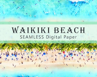 Waikiki Beach, SEAMLESS Patterns - Digital Paper - 1 Design - 3600 x 3600 pixels  - Commercial Use