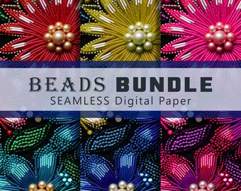 Beads #4 - Digital Paper - SEAMLESS - 3 Designs - 3600 x 3600 pixels (37.5 in x 37.5 in)  - Commercial Use