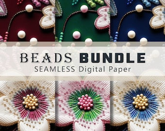 Beads #7 - Digital Paper - SEAMLESS - 3 Designs - 3600 x 3600 pixels (37.5 in x 37.5 in)  - Commercial Use