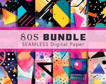 80s Digital Paper - SEAMLESS - 12 Designs - 3600 x 3600 pixels (37.5 in x 37.5 in)  - Commercial Use