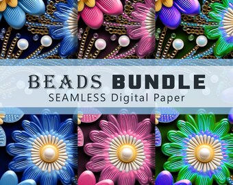 Beads #5 - Digital Paper - SEAMLESS - 3 Designs - 3600 x 3600 pixels (37.5 in x 37.5 in)  - Commercial Use