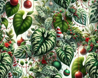 Plant Mom's Christmas 2 - Digital Paper - 1 Design - 3600 x 3600 pixels  - Commercial Use