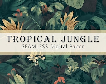 Tropical Jungle SEAMLESS Patterns - Digital Paper - 1 Design - 3600 x 3600 pixels  - Commercial Use
