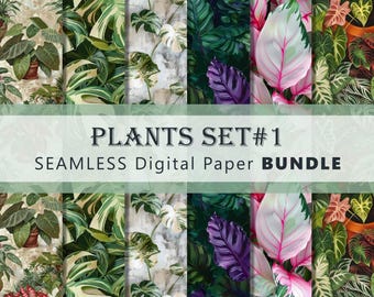 PLANTS Set#1 BUNDLE Digital Paper - 6 Designs - 3600 x 3600 pixels (37.5 in x 37.5 in)  - Commercial Use