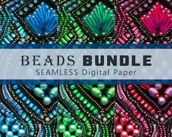 Beads #2 - Digital Paper - SEAMLESS - 3 Designs - 3600 x 3600 pixels (37.5 in x 37.5 in)  - Commercial Use