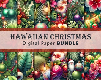 ハワイアン クリスマス バンドル デジタル ペーパー - 6 つのデザイン - 3600 x 3600 ピクセル (37.5 インチ x 37.5 インチ) - 商用利用