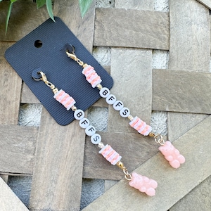 BFFs Keychains | Clay Heishi Bead Keychain | Gummy Bears | Friendship Keychains | Free Shipping