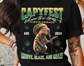 Capybara Shirt 420, y2k shirt, Shirts That Go Hard, 420 Shirt, Capybara Reggae Shirt, Weed Shirt, plus size hoodie, y2k hoodie, rizz hoodie