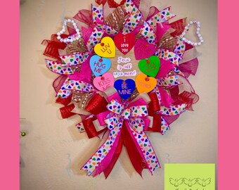 Valentine wreath with multicolor hearts