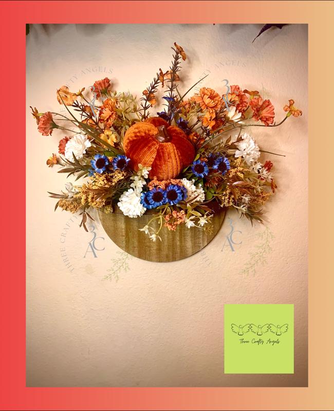 Fall Floral arrangement on wall frame/shelve