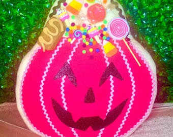 Halloween pink pumpkin wreath attachment