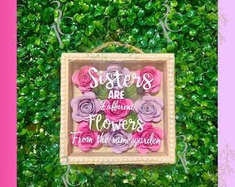 Mini shadow box with paper flowers