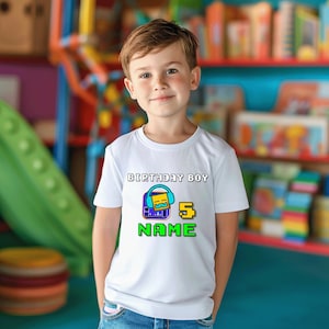 Custom Geometry Dash Birthday Shirt, Kids Video Game Bday Tshirt, Birthday Boy GeoDash Tee, Birthday Gift, Personalized Gamerboy Shirt