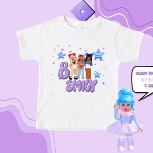 Custom Roblox Birthday Girl Shirt, Personalized Roblox Tshirt, Girls Roblox Tee, Kids Video Game Shirt, Matching Bday Blox Shirt, Bday Gift