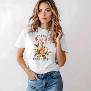 Coquette Oranges Shirt, Graphic Tee Fruit Shirt, Cute Pastel Orange Shirt Foodie Gift Comfort Colors Shirt Aesthetic Fresh Fruit Shirt Boho