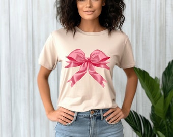 Ribbon Coquette Tee, Bow Tie Coquette Shirt, Cute Coquette Tea, 90s Baby Tee, Y2k Aesthetic Tshirt, Trendy Aesthetic Tee, Women Cotton shirt
