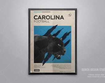 Carolina Football Poster Vintage-Inspired Photo-Realistic Mid-Century Modern Minimalist Art Print