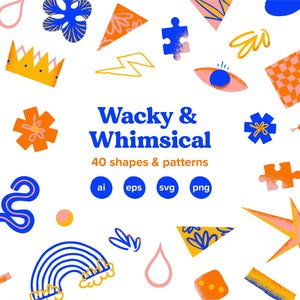 40 Vector Shapes and Patterns | Wacky & Whimsical Asset Pack| Digital Download