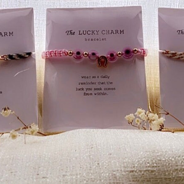 Lucky bracelets|cotton cord|14kgold-plated|charmbracelets|handmde
