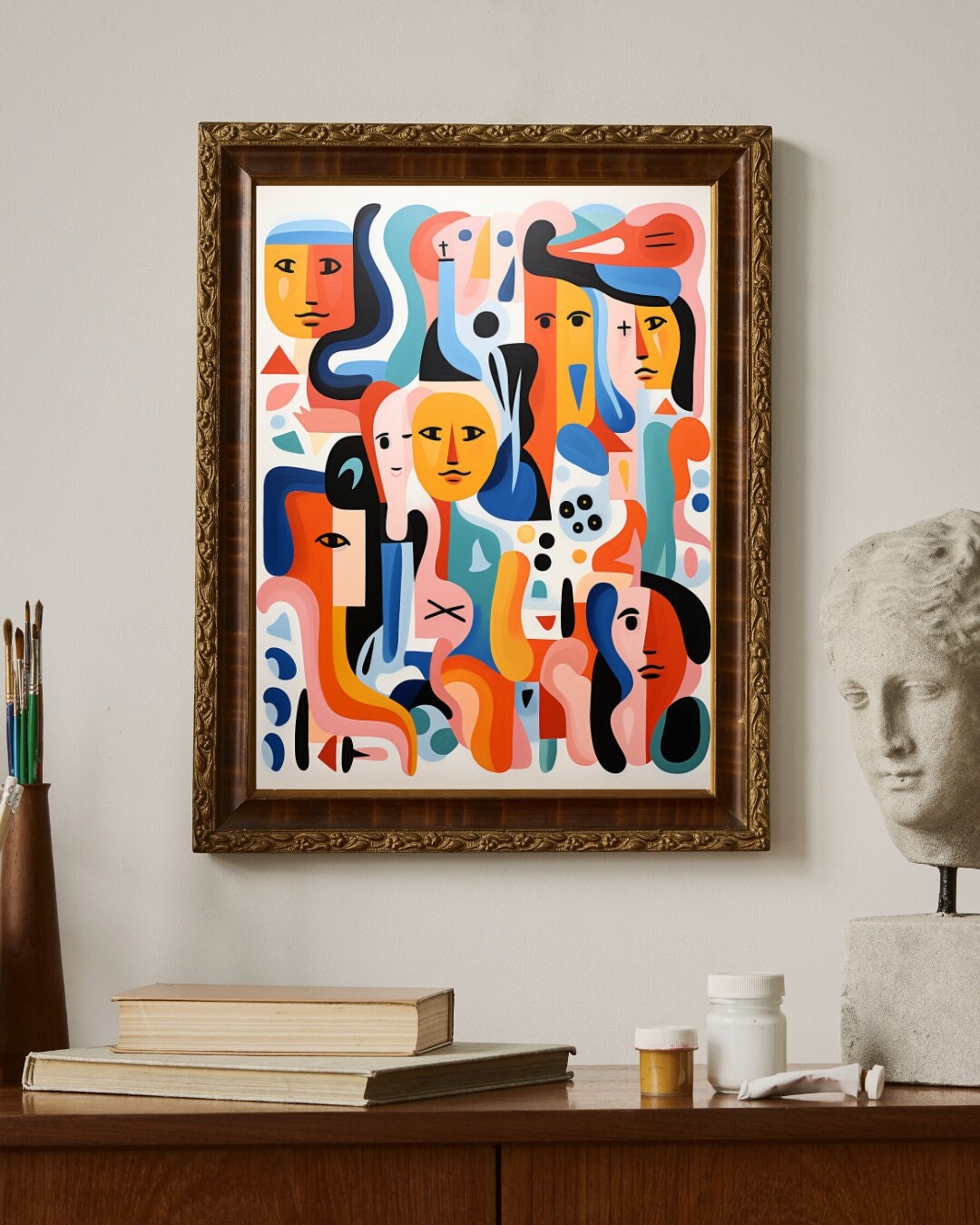 Digital Download Colorful Abstract Faces Print PNG Multiple Sizes
