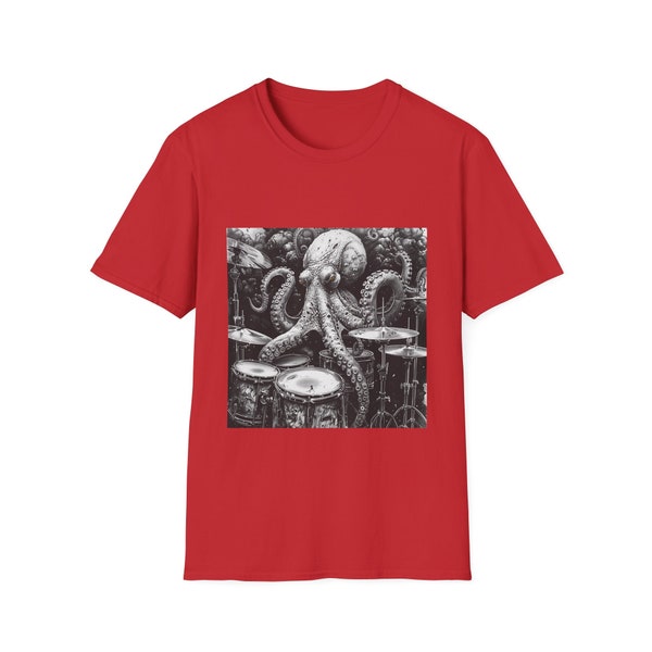 Octopus Playing Drums Camicia - Camicia da uomo Octopus - Regalo t-shirt Octopus - Regalo batterista Camicia Octopus Camicia batterista Camicia batterista