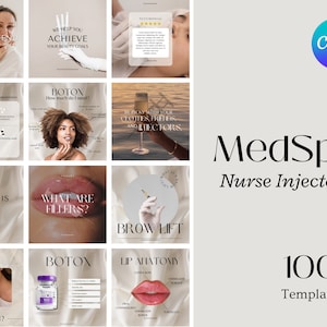 100+ Botox and Filler Instagram Templates | LUXURY NEUTRAL AESTHETIC | Canva | Botox Instagram Feed | Nurse Injector Templates | MedSpa