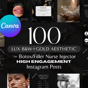 100+ Botox and Filler Instagram Templates | LUXURY black & white AESTHETIC | Canva | Botox Instagram Feed | Nurse Injector Templates