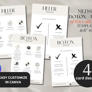 Botox and Filler Aftercare Card Templates for Injector Nurses | Neutral Aesthetic | Nurse Injector Templates | Canva | Medspa Template