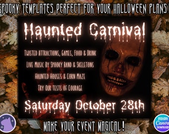 Haunted Carnival Halloween Flyer Invite, Instant Download, Customizable, Personalizable, Edit and Print on Demand