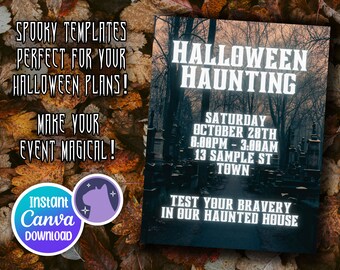 Halloween Haunting Halloween Flyer Invite, Instant Download, Customizable, Personalizable, Edit and Print on Demand
