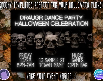 Draugr Dance Party Halloween Flyer Invite, Instant Download, Customizable, Personalizable, Edit and Print on Demand