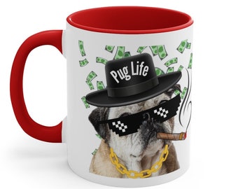 Taza de café Pug Life / Taza divertida / Taza de perro / Taza linda de Pug / Mamá Pug / Papá Pug / Amantes de los perros / Regalo de mascotas