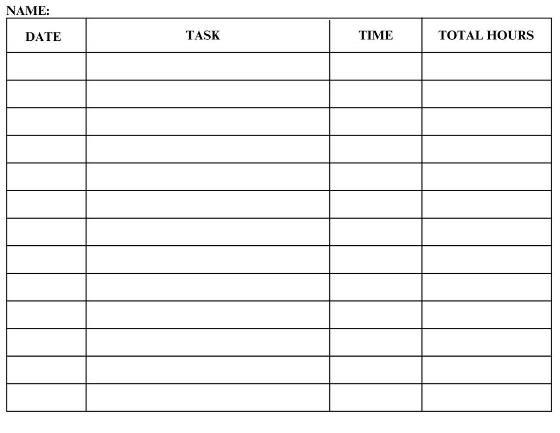 Employee Timecard Template Etsy