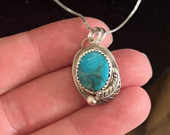 Sleeping Beauty Turquoise Pendant: Handmade Sterling Silver Necklace