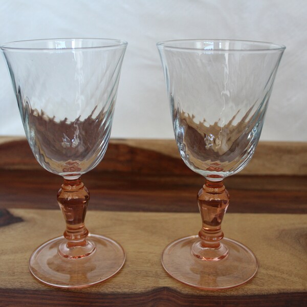 Pink Stemmed Glasses Etsy