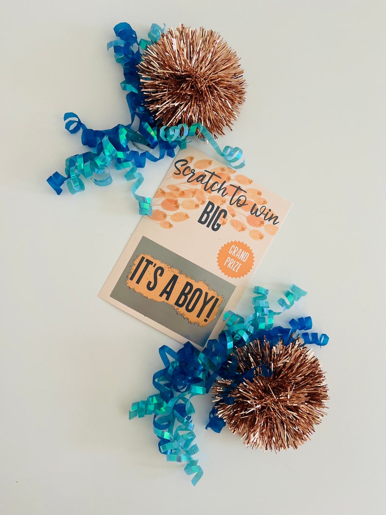 Gender Reveal Card Gender Reveal Boy Baby Reveal Scratch off Etsy