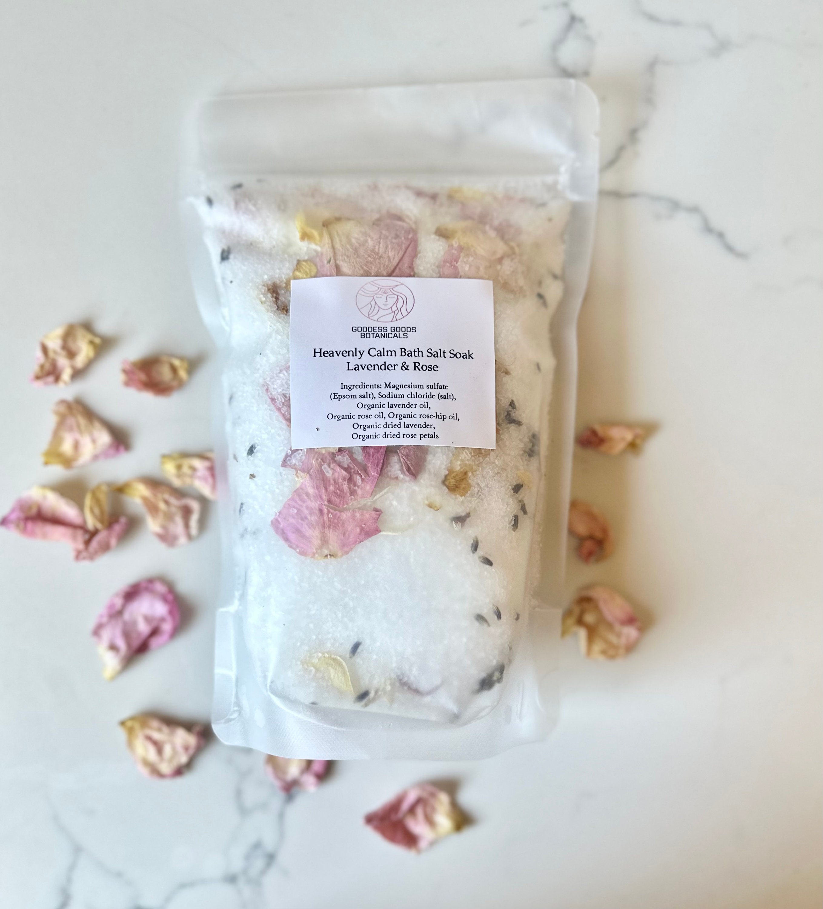 1 Lbs Bath Salt, Organic Flower Bath Salt Soak, Peony, Lavender, Green ...