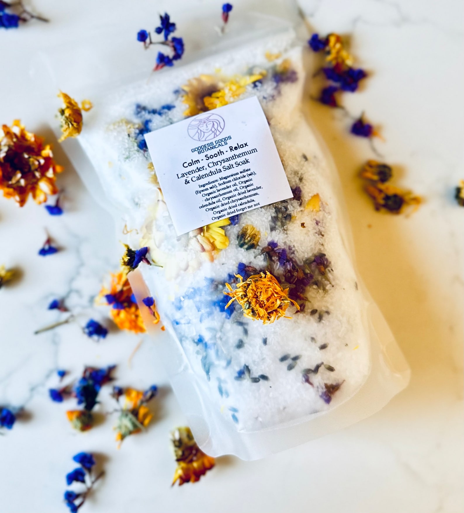 1 Lbs Bath Salt, Organic Flower Bath Salt Soak, Peony, Lavender, Green