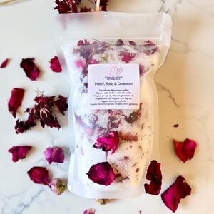 Romantic Rose Petal Bath Salts, Divine Love Bath Soak, Rose Bath Salts,  Organic Rose Petals and Buds Handmade Bath Spa Salts, Rose Spa Gift 