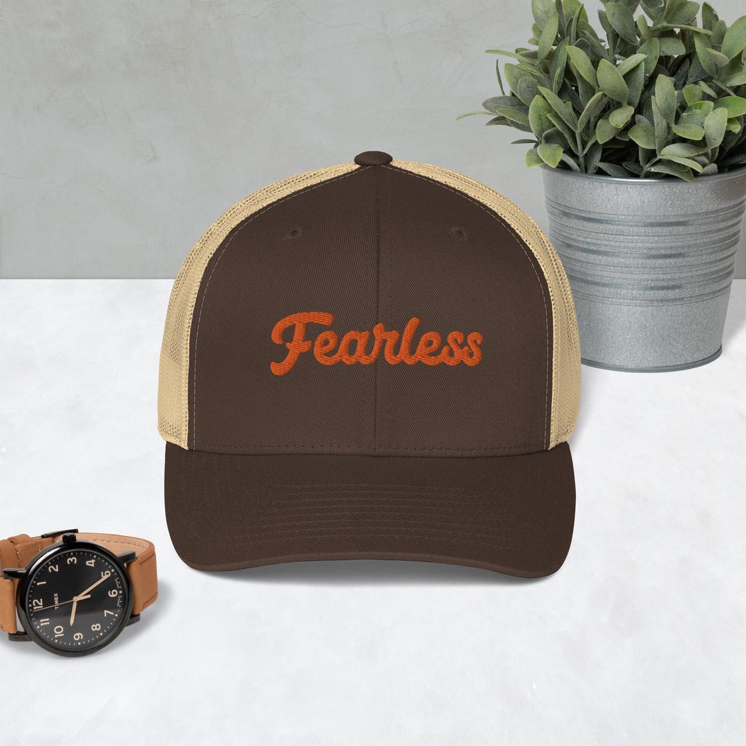 Fearless Trucker Cap, Embroidered Mesh Back Hat - Etsy
