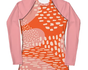 Pink Orange Women's Rash Guard