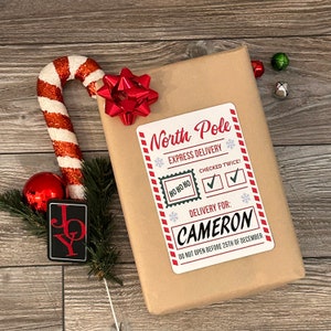 Sticker de Noël personnalisé, Sticker pôle nord, Sticker pour boîte-cadeau, Sticker nom, Sticker cadeau de Noël personnalisé, Étiquette d'expédition de Noël