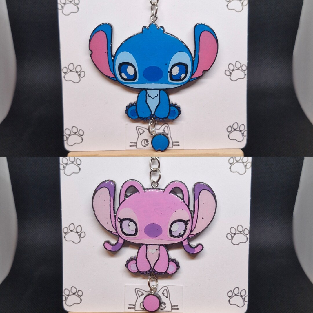 Stitch & Angel Keychains - Etsy
