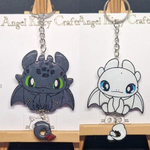 Toothless & Lightfury Dangle Tail Keyrings