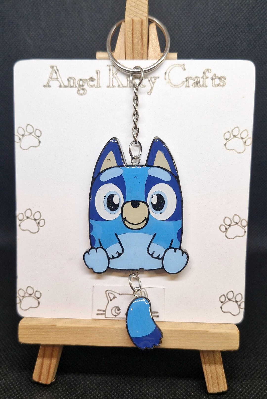 Handmade Bluey Resin Keychain, Handpainted Keyring - Etsy