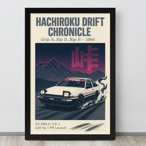1986 Toyota AE86 Trueno Poster | Retro JDM Drift Car Wall Art – Gift for Husband, Son, Dad, Grandpa, Boys Room or Garage Decor