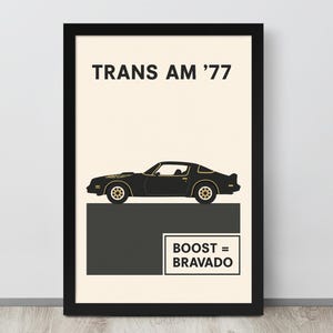 Poster Trans Am del 1977 - Stampa artistica da parete con muscle car fumosa, regalo per marito o papà, decorazione retrò per garage, cameretta per ragazzi o per la casa dell'uomo.