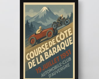 Vintage Race Car Art Print – Retro Motorsport Garage Decor