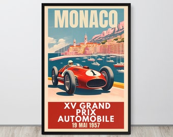 Monaco Grand Prix Poster Vintage Race Car Nursery Wall Art Boys Room Retro Car Posters Prints for Kids&#39; Bedroom Decor Adventure Car Wall Art