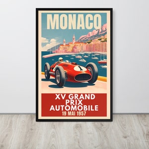Poster del Gran Premio di Monaco, auto da corsa d'epoca, arte murale per la cameretta dei bambini, poster di auto retrò, stampe per la decorazione della camera da letto dei bambini, arte murale per auto d'avventura